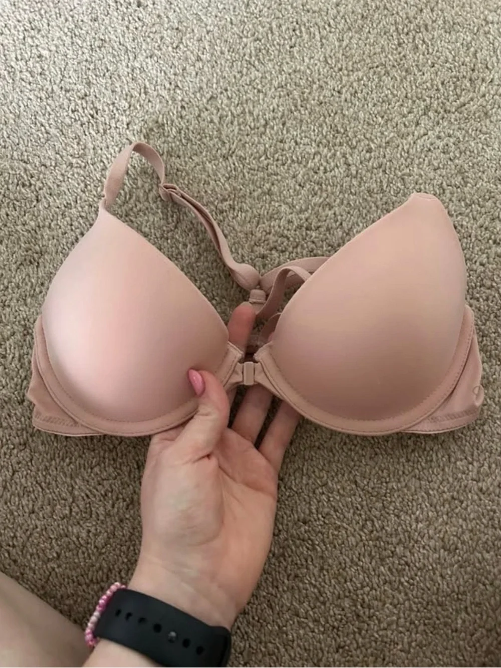 PINK Victoria's Secret Blush Pink Front-Close T-Shirt Bra